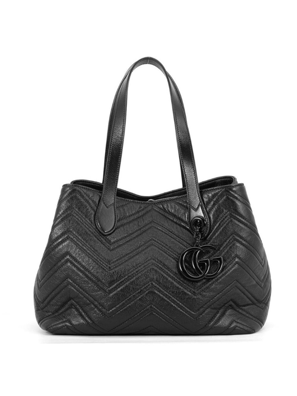 Gucci Tote Bag GG Marmont Medium Leather Black
